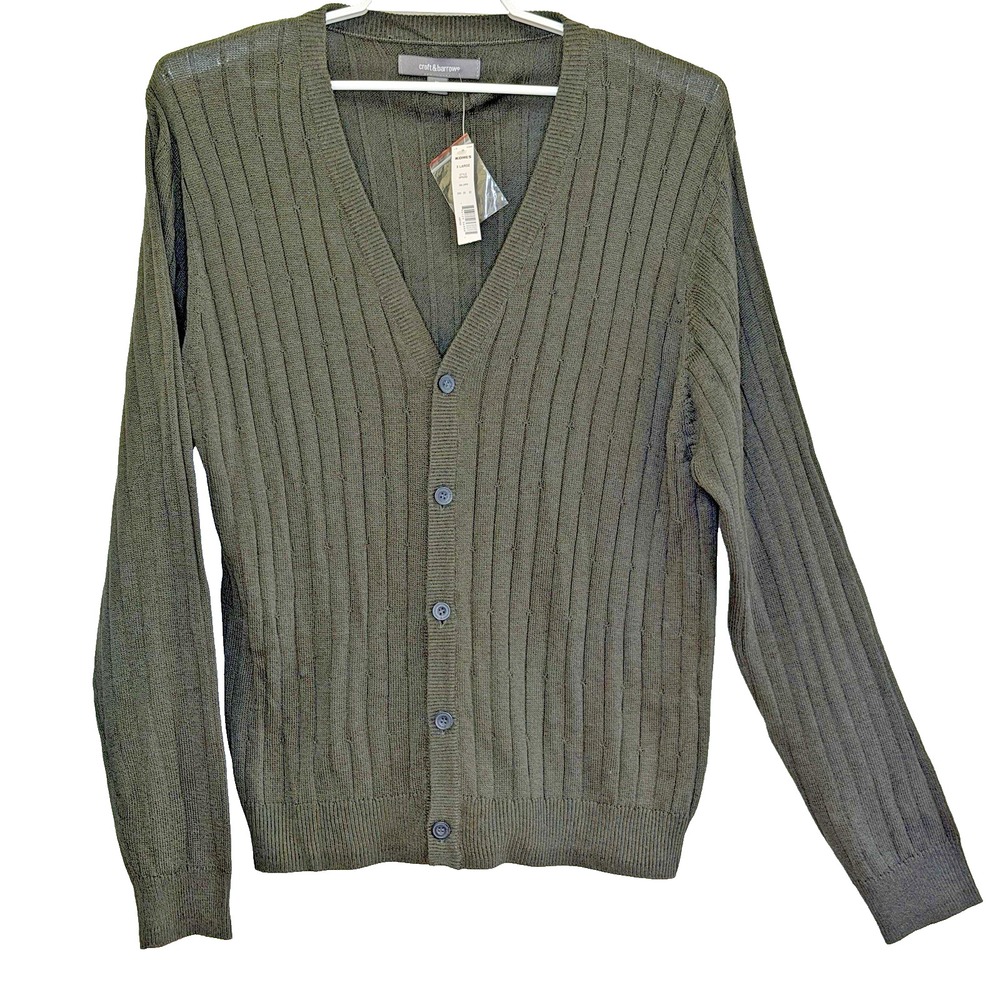 Croft & Barrow Sweater Cardigan Mens XL Dark Textured Green V-Neck Grandpa NEW